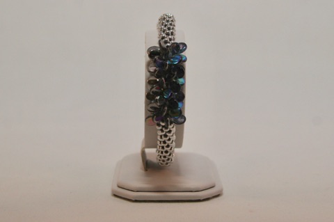 Silver Rainbow Pip Focal Beaded Kumihimo Bracelet